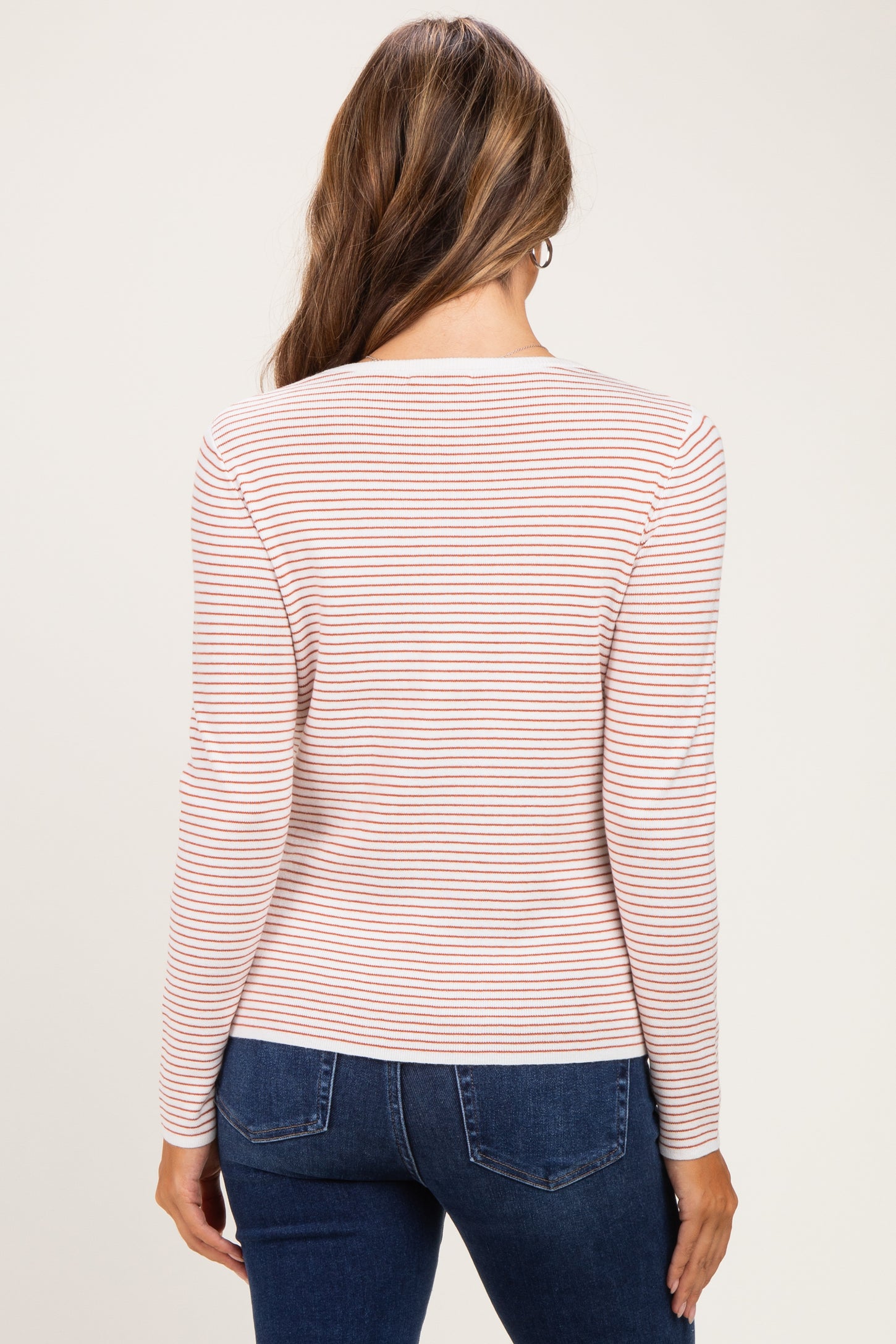 Ivory Copper Basic Pinstripe Maternity Sweater