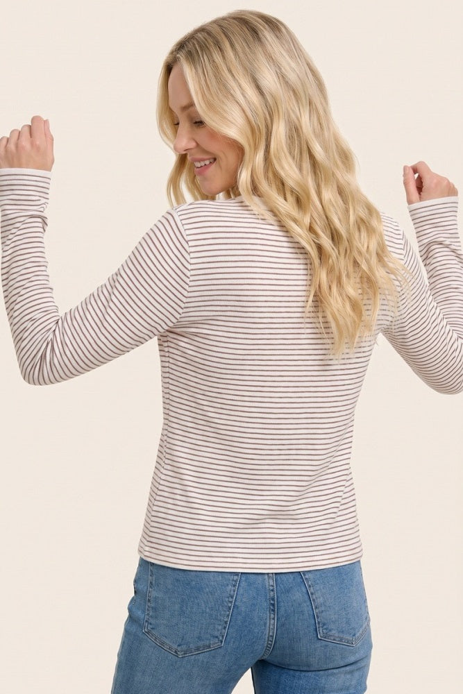 Ivory Copper Basic Pinstripe Sweater
