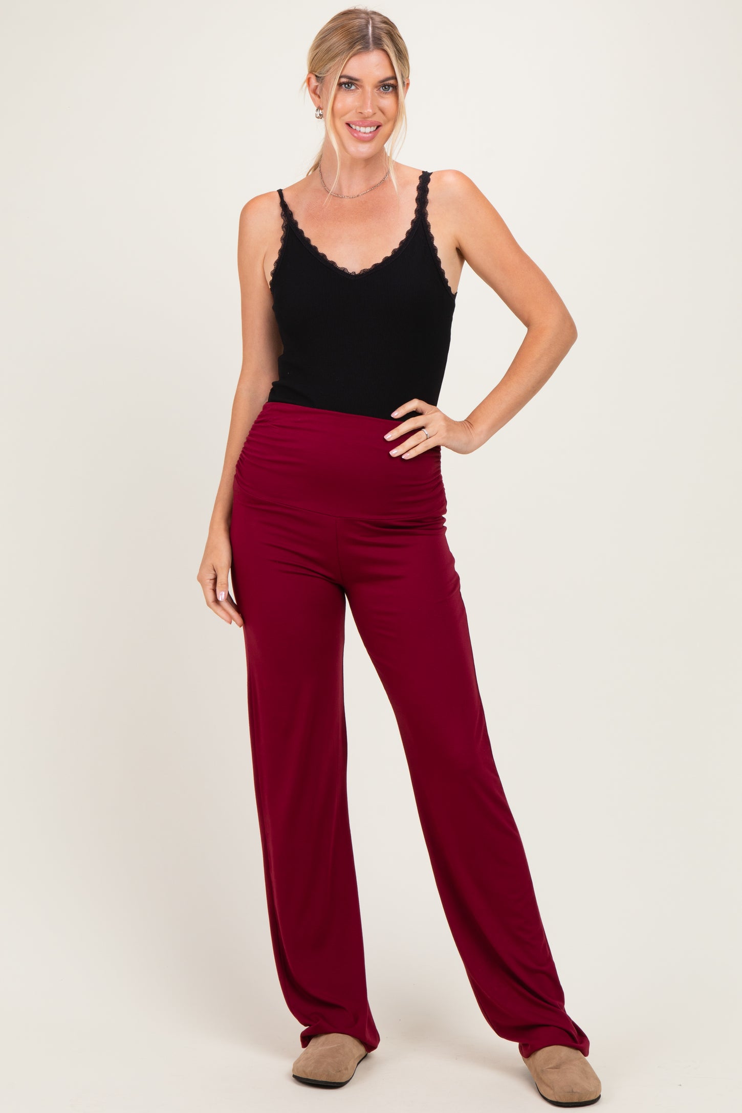 PinkBlush Burgundy Foldover Lounge Pants