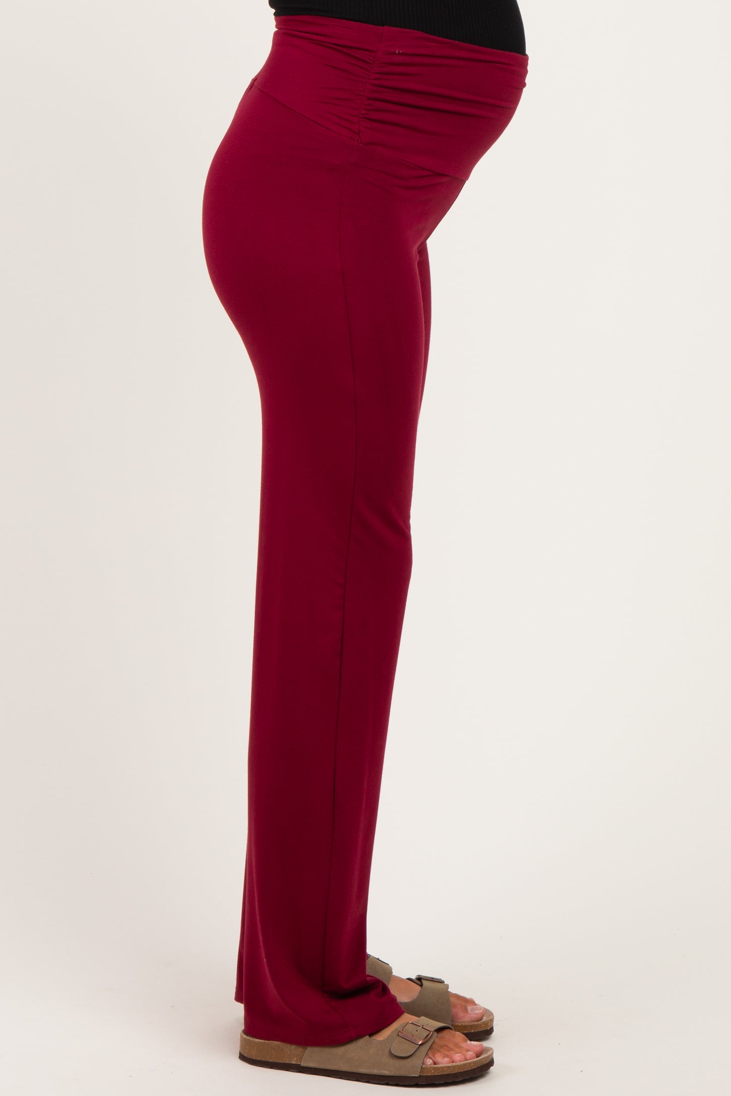 PinkBlush Burgundy Foldover Maternity Lounge Pants