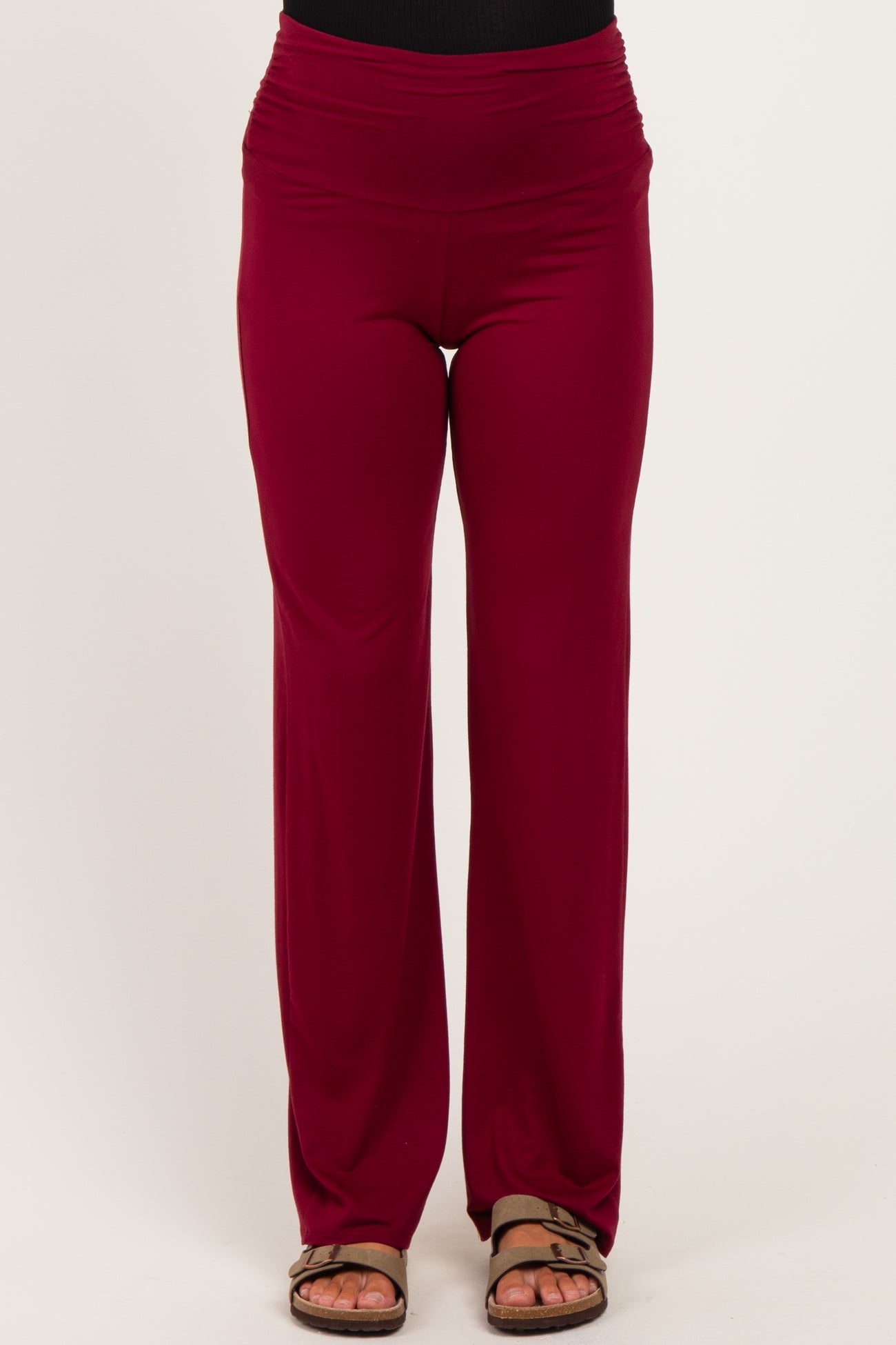 PinkBlush Burgundy Foldover Maternity Lounge Pants