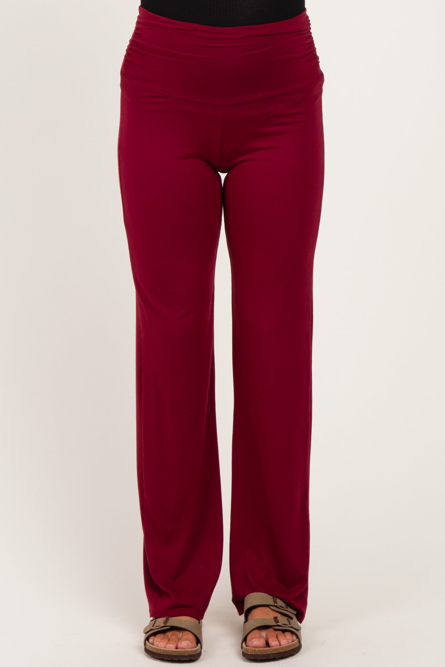 PinkBlush Burgundy Foldover Maternity Lounge Pants