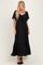 Black Flutter Sleeve Ruffle Hem Maxi Dress
