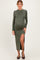 Olive Mock Neck Front Slit Long Sleeve Maternity Maxi Dress