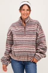 Ashwood Printed Fleece Oversized Half Zip Maternity Pullover