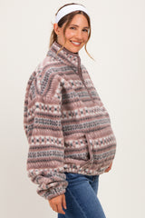 Ashwood Printed Fleece Oversized Half Zip Maternity Pullover