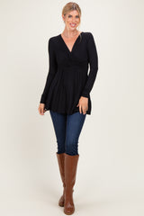 PinkBlush Black Long Sleeve Draped Front Nursing Top