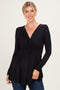 PinkBlush Black Long Sleeve Draped Front Nursing Top