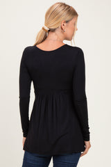 PinkBlush Black Long Sleeve Draped Front Nursing Top