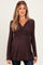 PinkBlush Brown Long Sleeve Draped Front Maternity Nursing Top