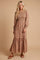 Taupe Floral Smocked Long Sleeve Midi Dress