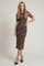 Brown Animal Print Mesh Midi Dress