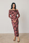 Mauve Floral Off Shoulder Maxi Dress