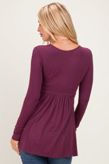 PinkBlush Burgundy Long Sleeve Draped Front Nursing Top