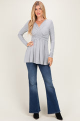 PinkBlush Heather Grey Long Sleeve Draped Front Nursing Top