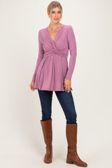 PinkBlush Mauve Long Sleeve Draped Front Nursing Top