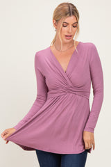 PinkBlush Mauve Long Sleeve Draped Front Nursing Top