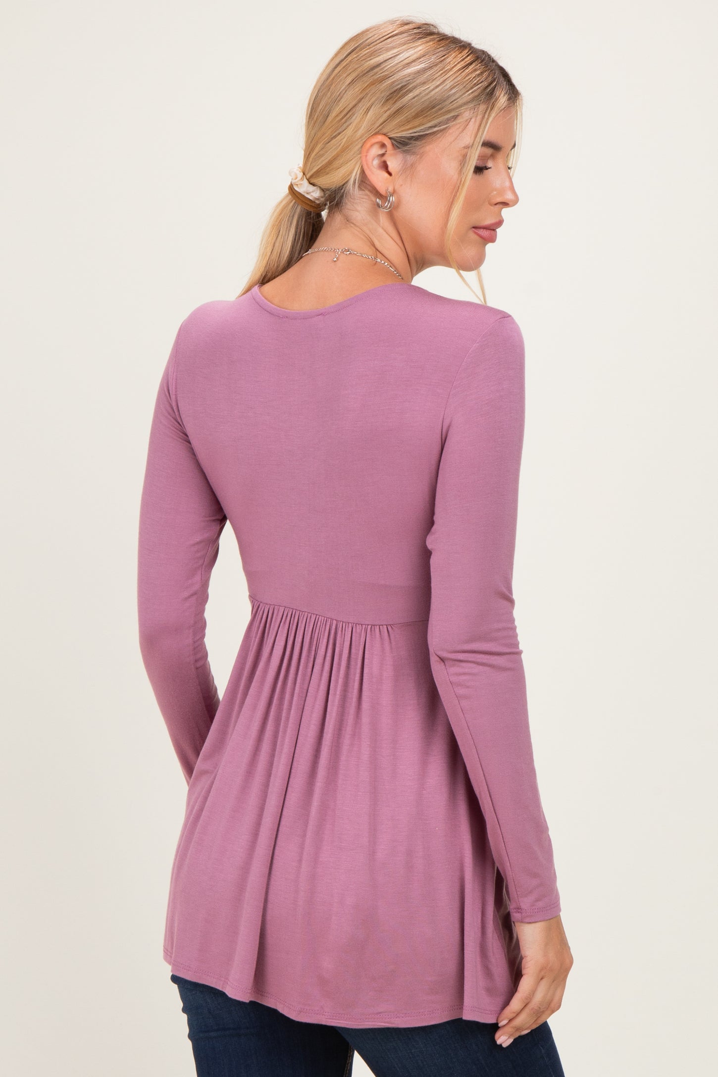 PinkBlush Mauve Long Sleeve Draped Front Nursing Top