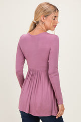 PinkBlush Mauve Long Sleeve Draped Front Nursing Top
