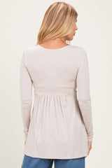 PinkBlush Oatmeal Long Sleeve Draped Front Nursing Top