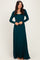 Hunter Green Solid Long Sleeve Scoop Neck A-Line Maxi Dress