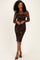 Black Animal Print Mesh Midi Dress