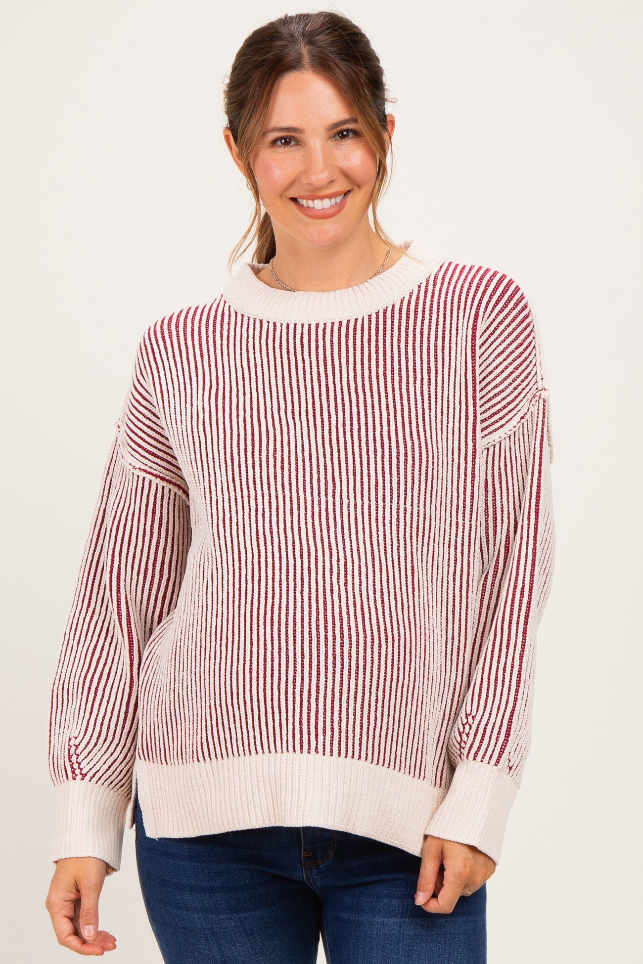 Cabernet Two Tone Oversized Maternity Sweater