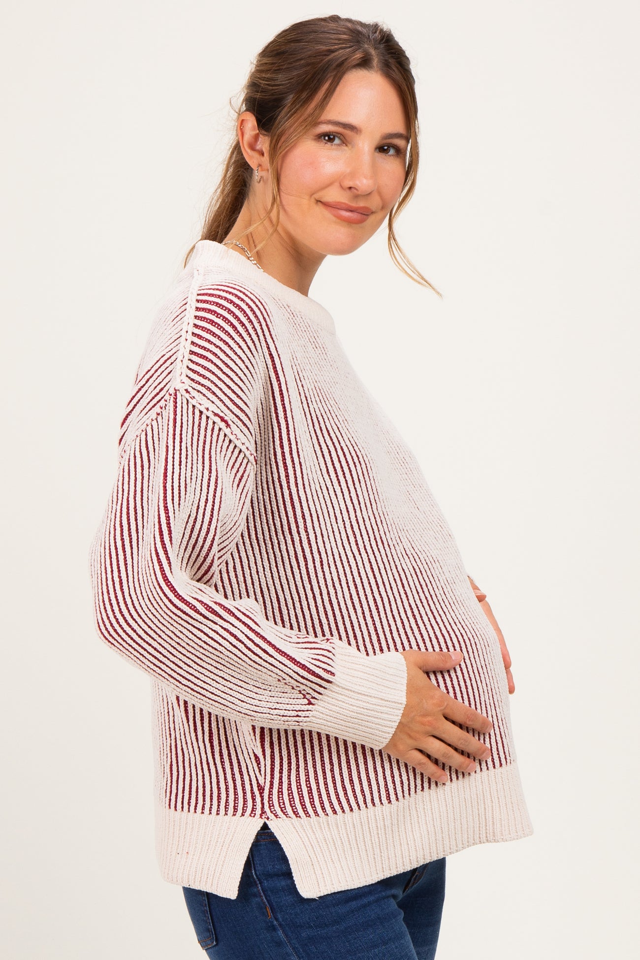 Cabernet Two Tone Oversized Maternity Sweater
