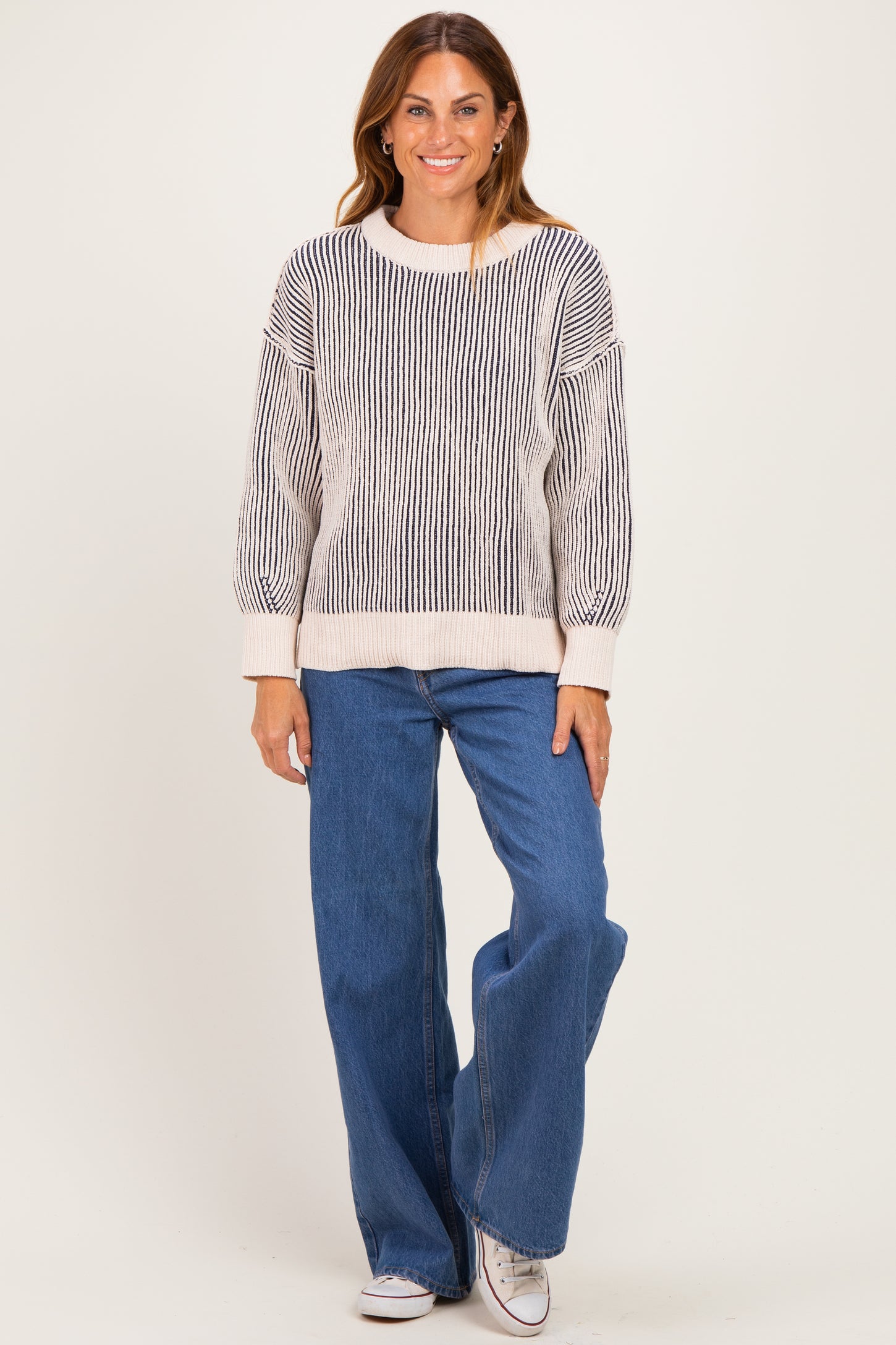 Navy Two Tone Oversized Sweater