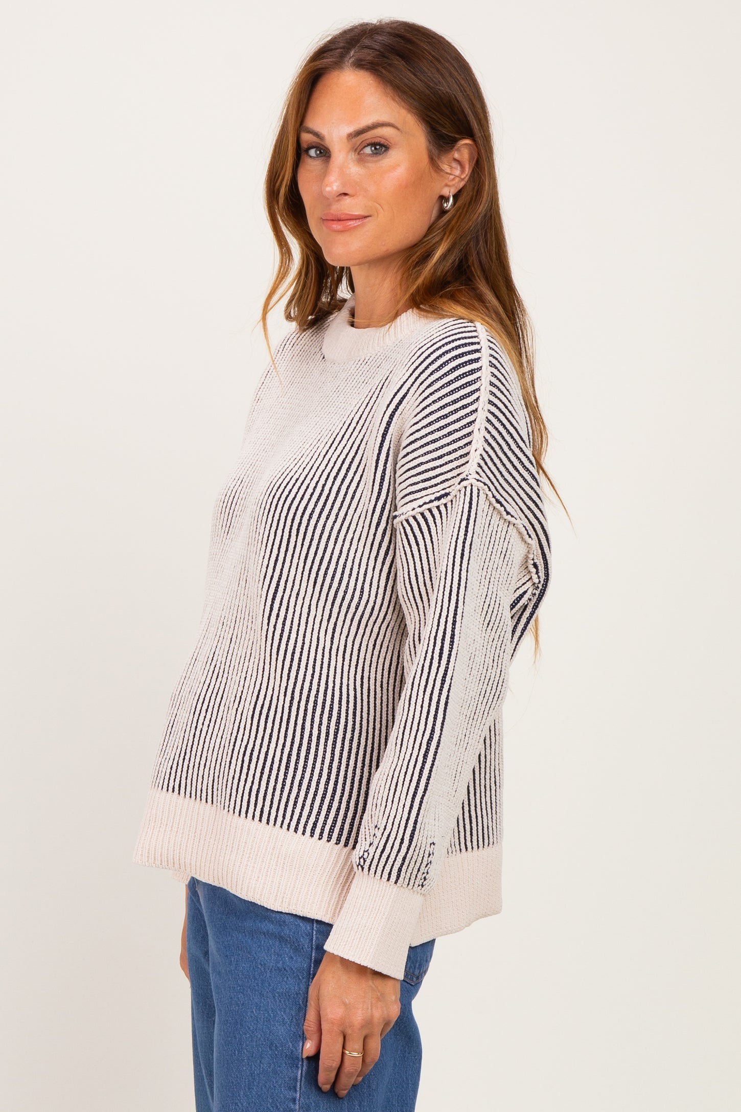 Navy Two Tone Oversized Sweater