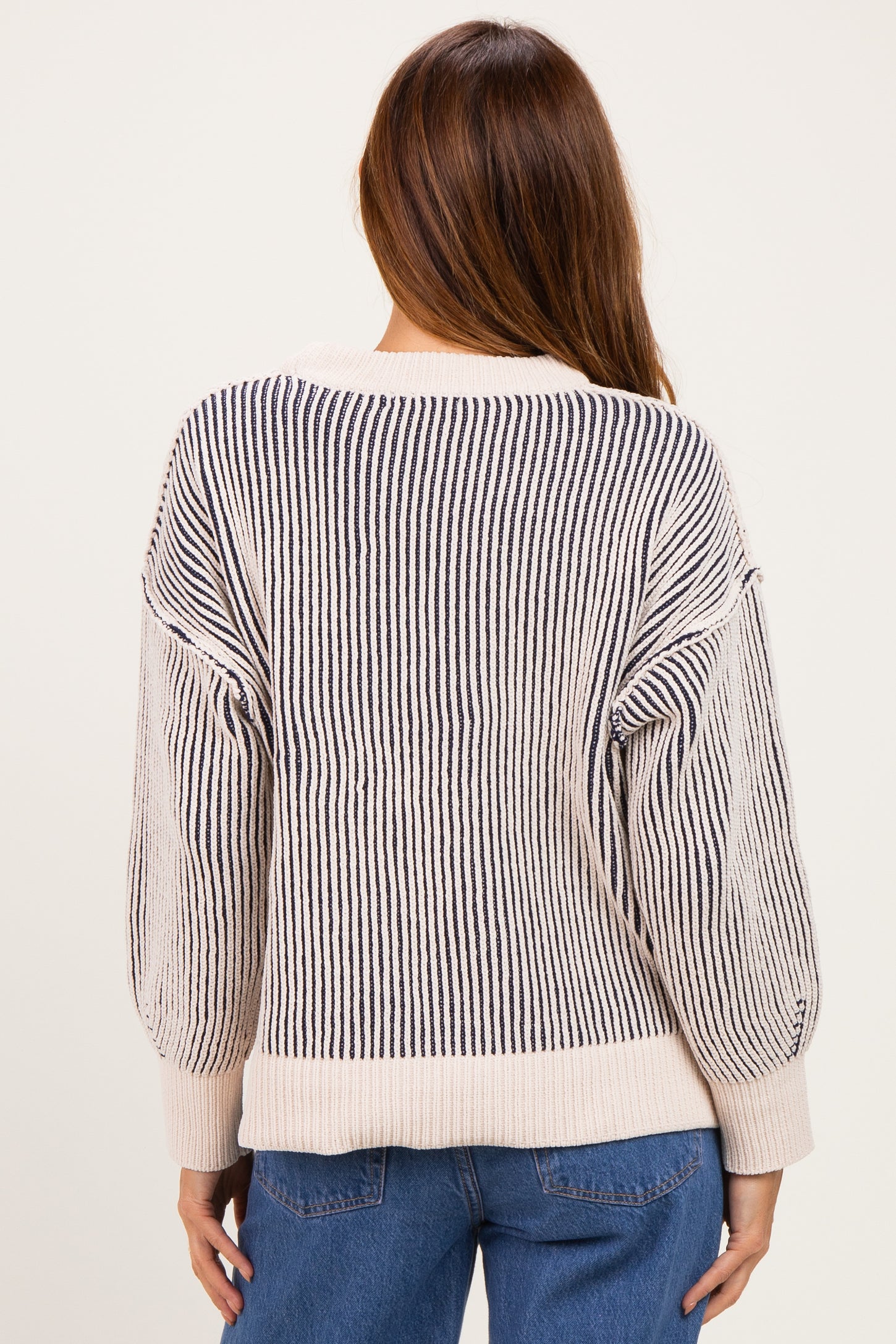 Navy Two Tone Oversized Sweater
