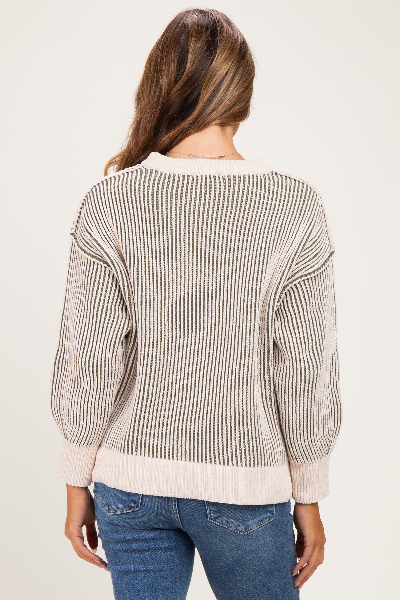 Light Olive Two Tone Oversized Maternity Sweater