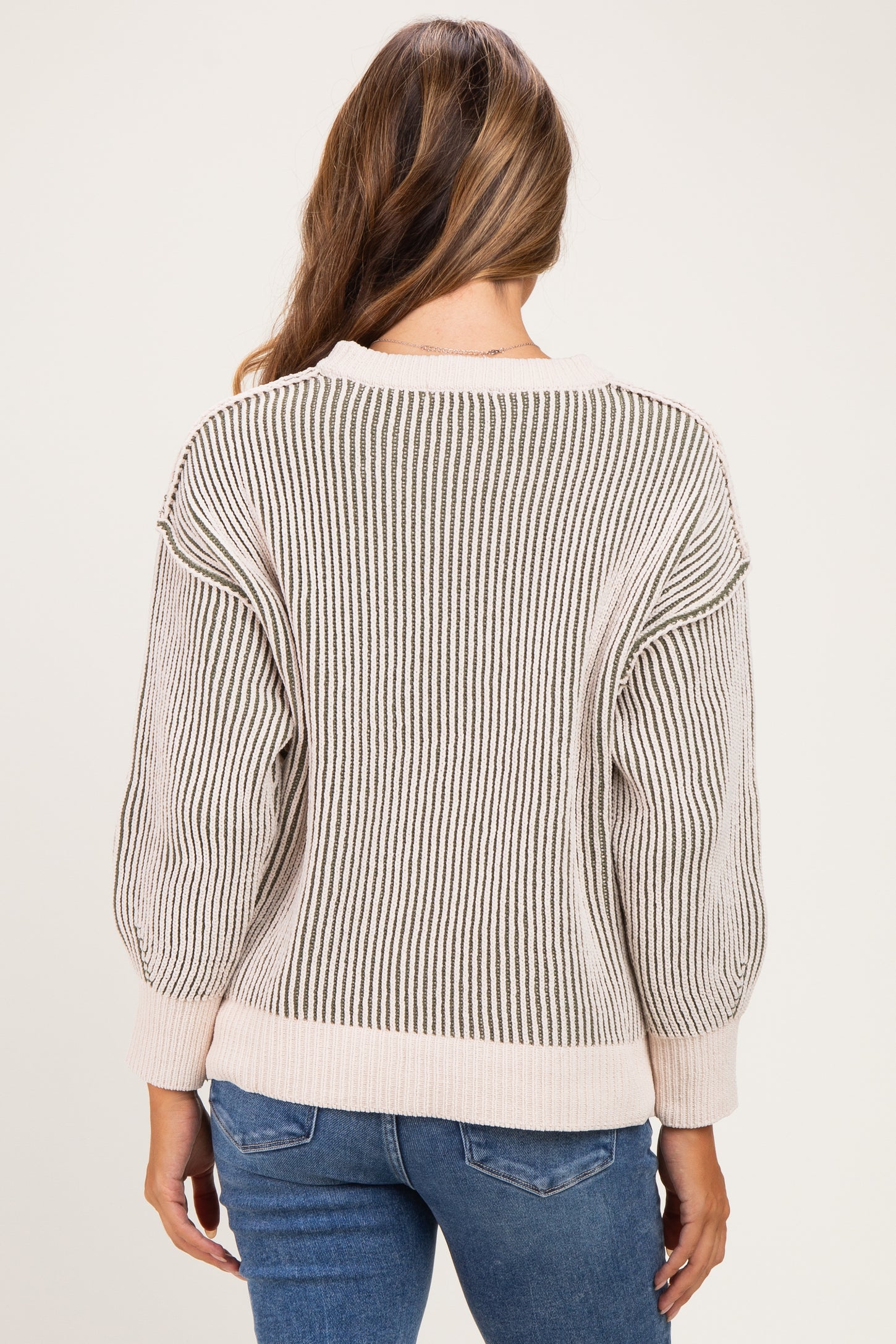 Light Olive Two Tone Oversized Maternity Sweater