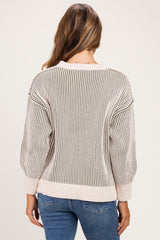 Light Olive Two Tone Oversized Maternity Sweater