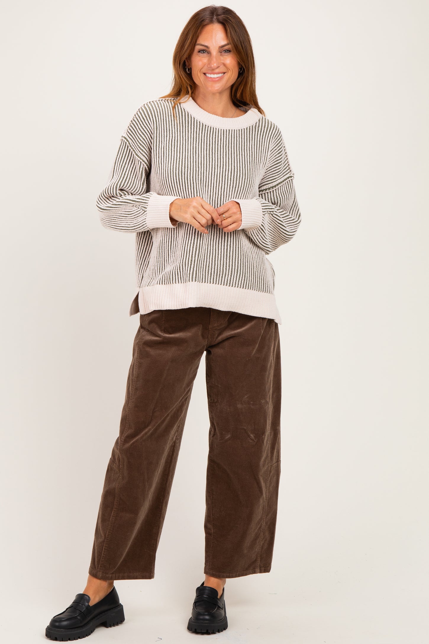 Light Olive Two Tone Oversized Sweater