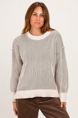 Light Olive Two Tone Oversized Maternity Sweater