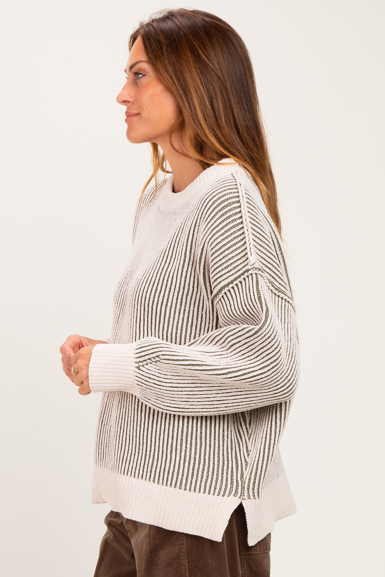 Light Olive Two Tone Oversized Sweater