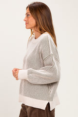 Light Olive Two Tone Oversized Sweater