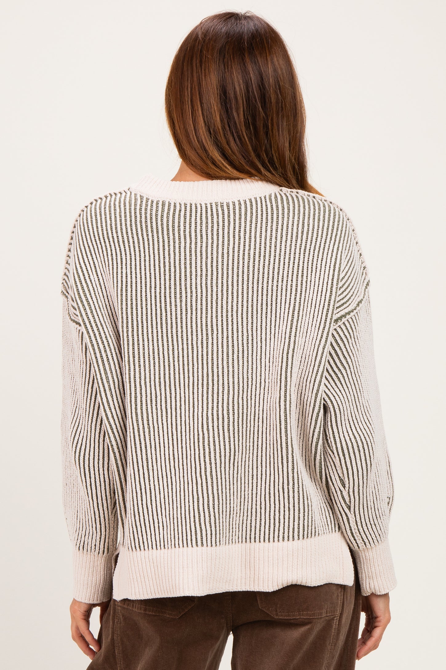 Light Olive Two Tone Oversized Sweater