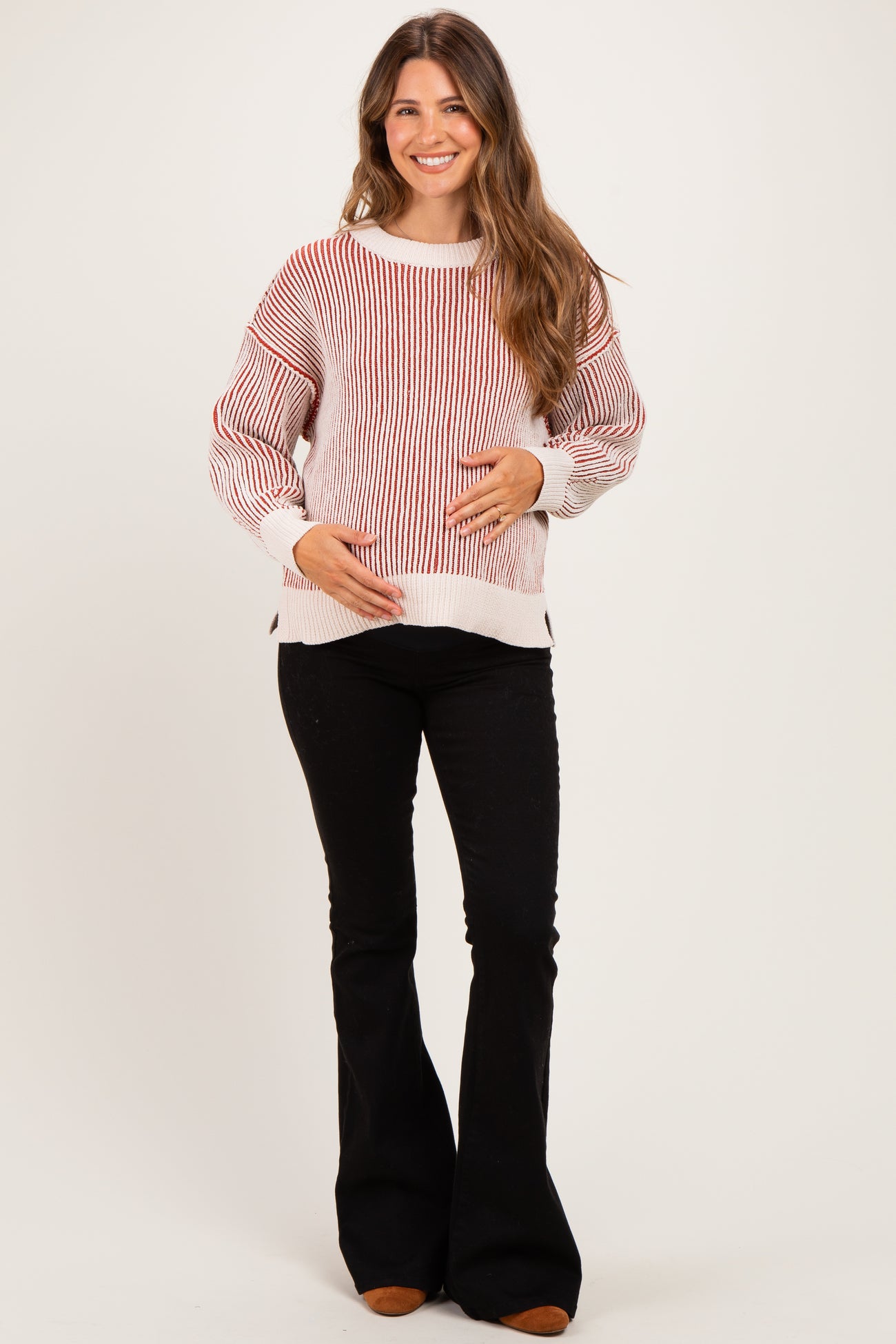 Rust Two Tone Oversized Maternity Sweater