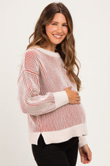 Rust Two Tone Oversized Maternity Sweater