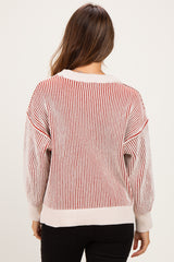 Rust Two Tone Oversized Maternity Sweater