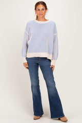Blue Two Tone Oversized Sweater