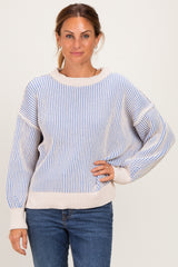 Blue Two Tone Oversized Sweater