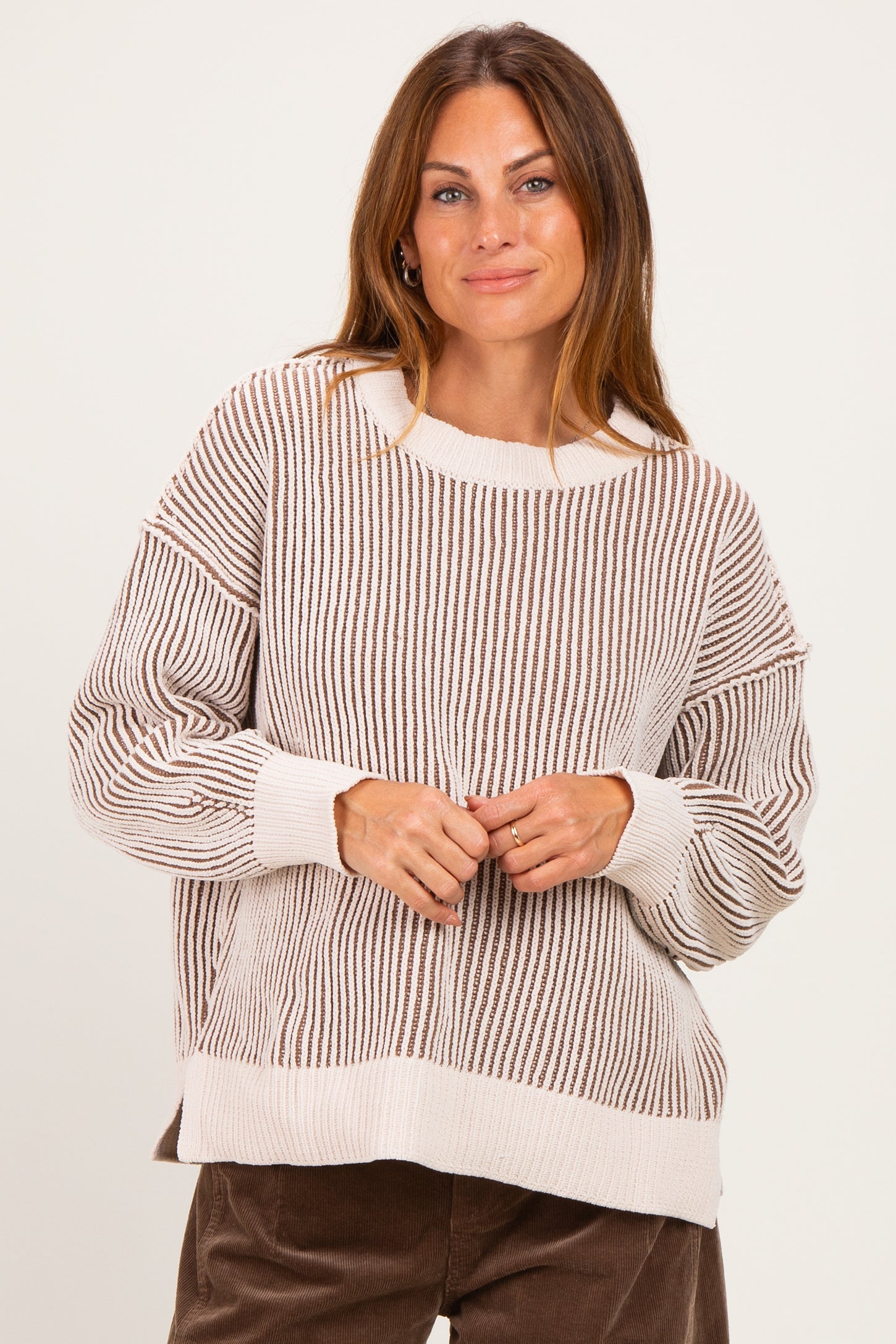 Mocha Two Tone Oversized Sweater