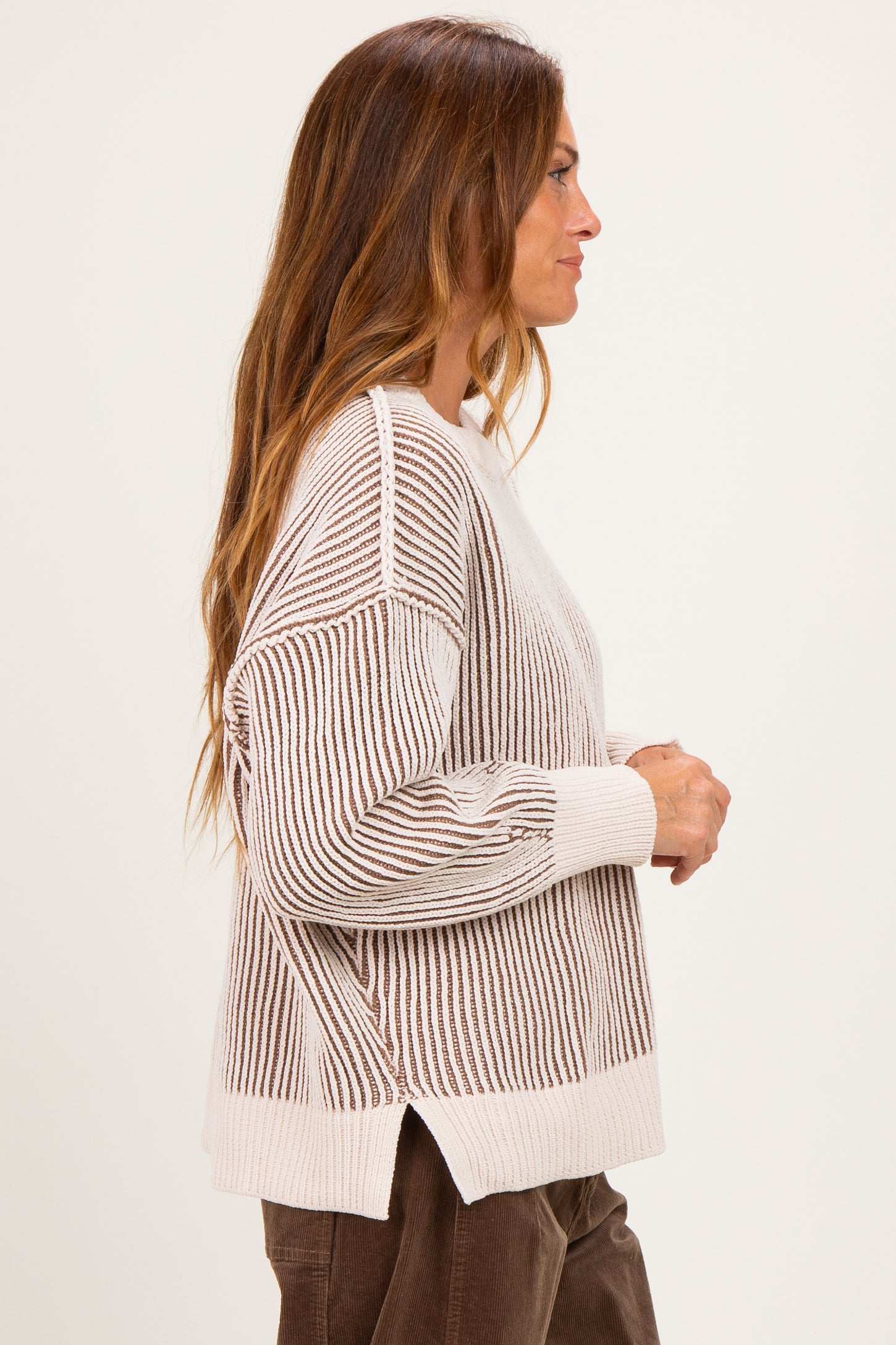 Mocha Two Tone Oversized Sweater