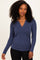 Navy Ribbed V-Neck Long Sleeve Top