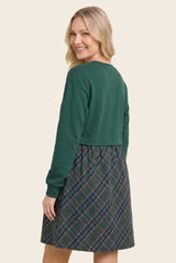 Hunter Green Sweatshirt Top Plaid Skirt Dress