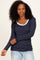 Navy Striped Long Sleeve Scoop Neck Top
