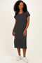 Charcoal Short Sleeve Ribbed Maxi Dress